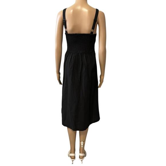 Elegant Black Midi Dress with Square Neckline - Picture 4 of 5